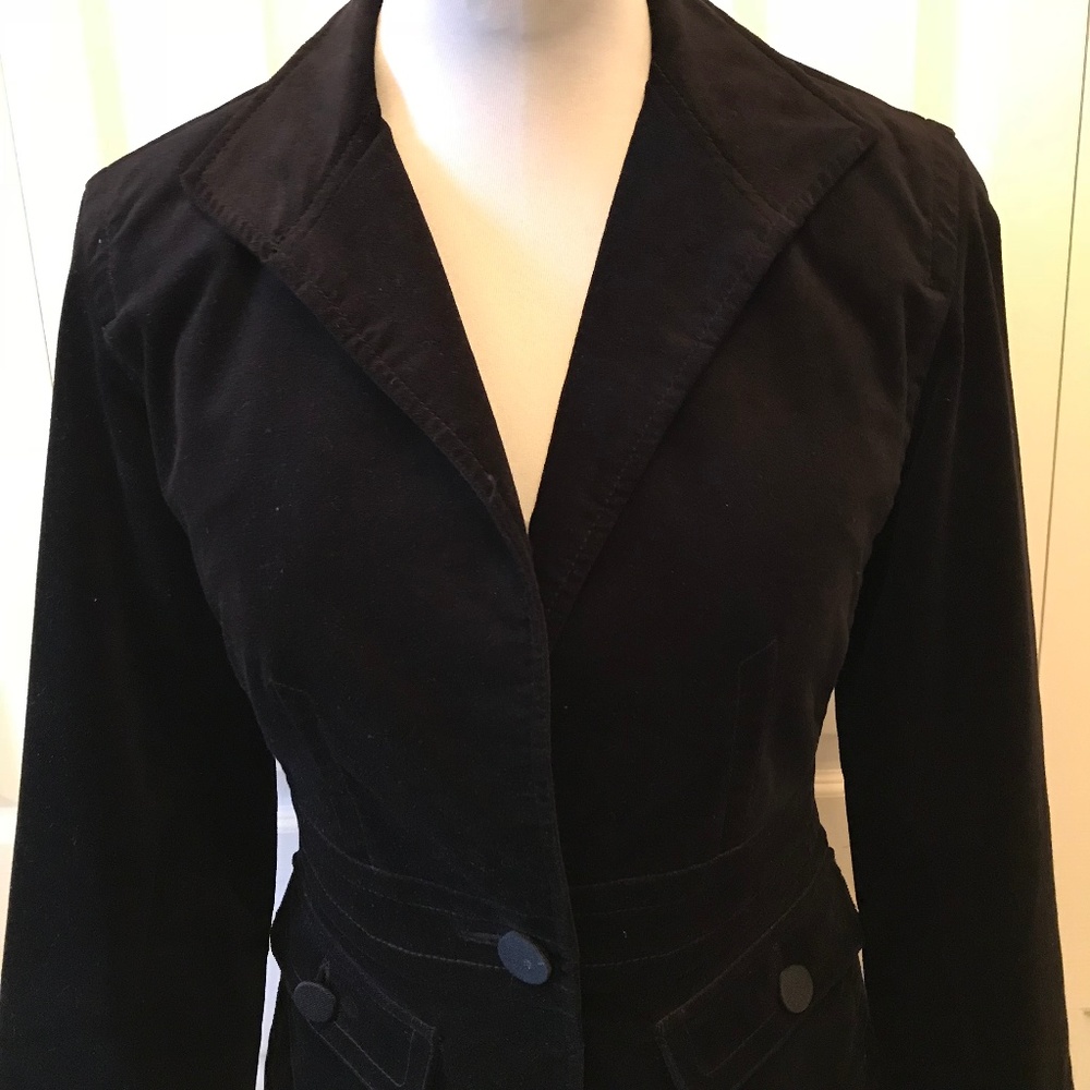 Talbots Black Velvet Jacket Blazer 4 Petite Career Office - Picture 5 of 7